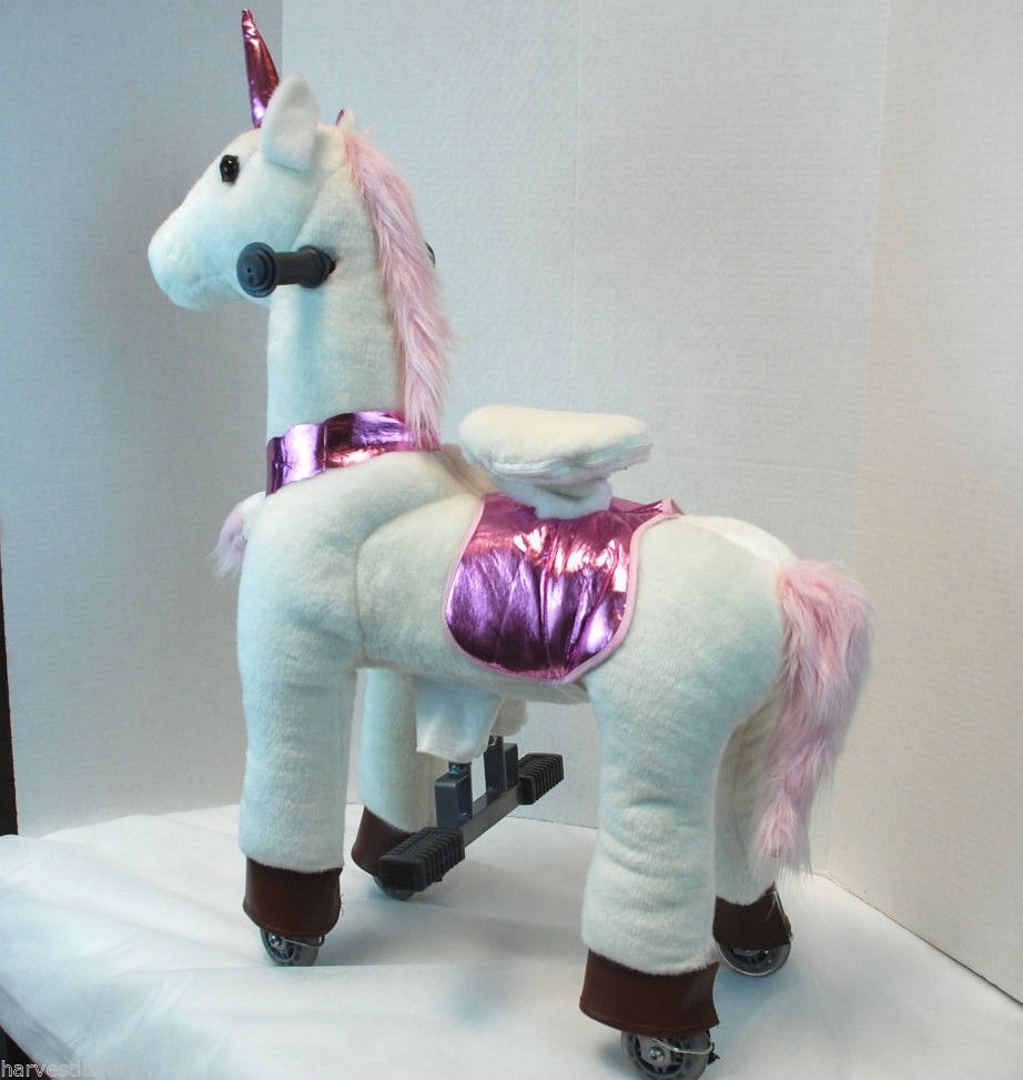 Enjoyment CE mechanical plush unicorn toys ride on pony toys for 8 years old kids