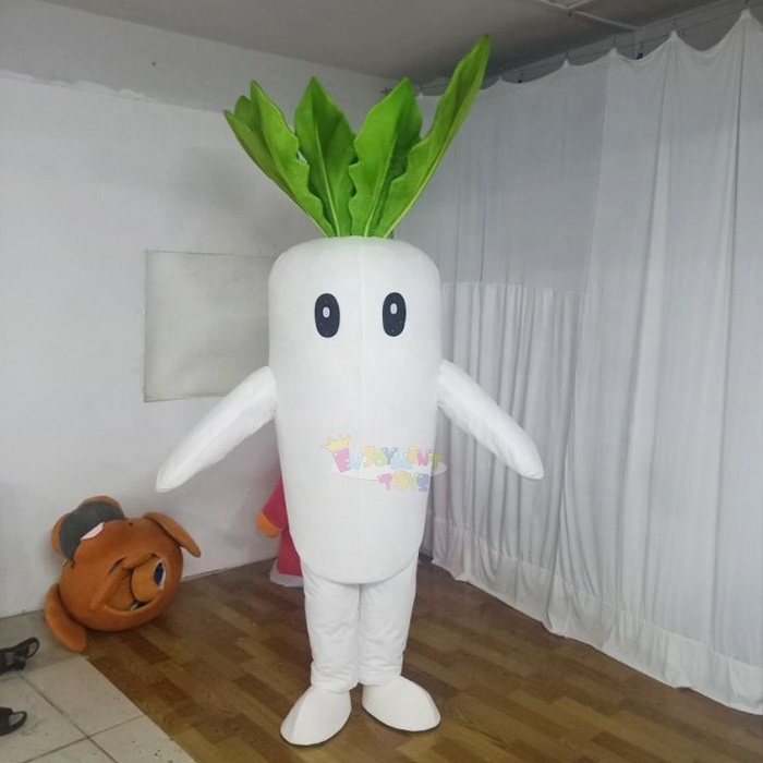 Hot!! CE custom made white vegetable radish carrot mascot costume for adults