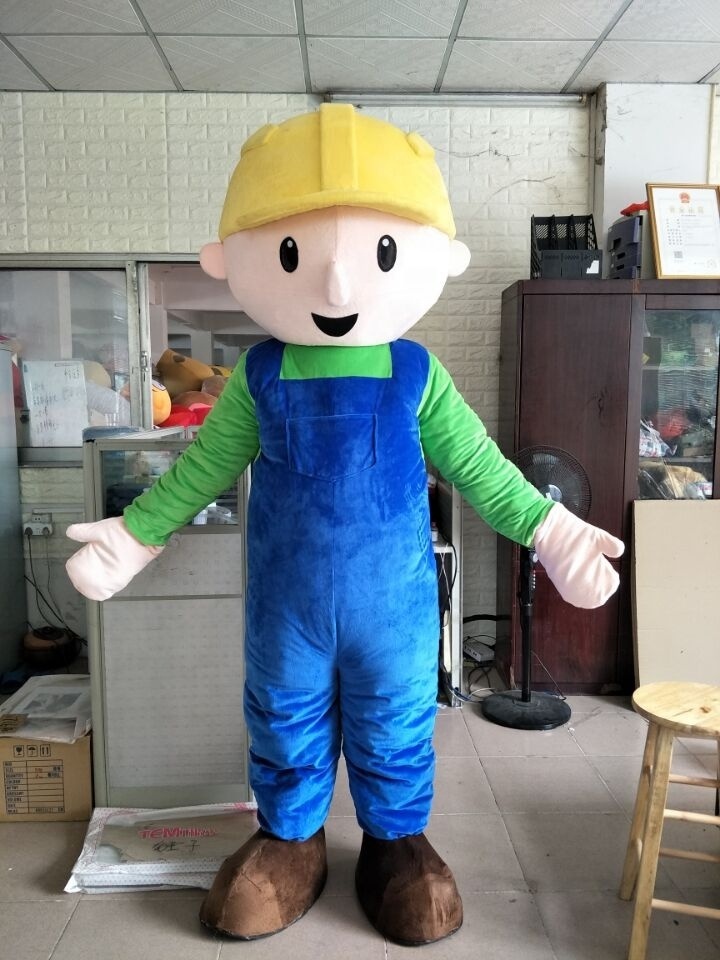 Funny bob the builder mascot costume for adults