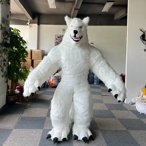 Wolf Animal Carnival Dress Suit Fur Costume Inflatable wolf Mascot Costume for Adult Halloween Plush Furry Party Mascot