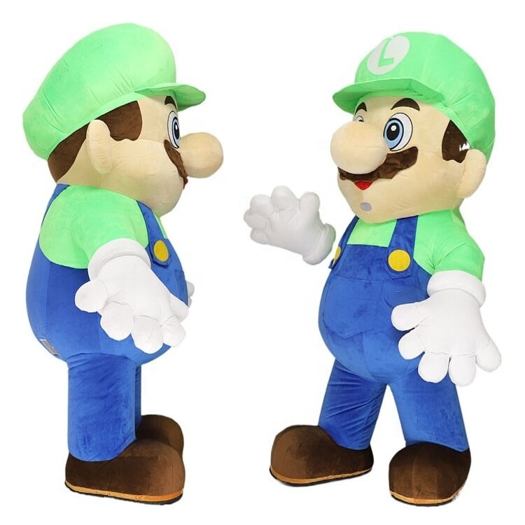 Best selling inflatable cartoon character super Mario LUIGI mascot costume for sale mario costumes for holiday event