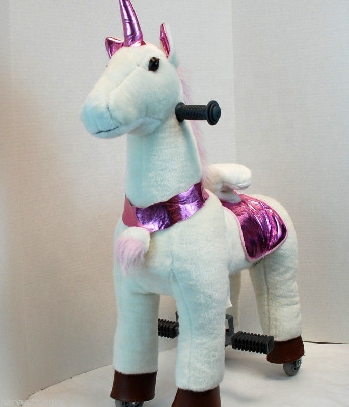 Enjoyment CE mechanical plush unicorn toys ride on pony toys for 8 years old kids