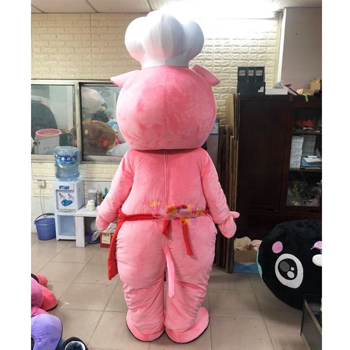 Hot sale fat pink pig mascot costume/chef mascot costume for sale