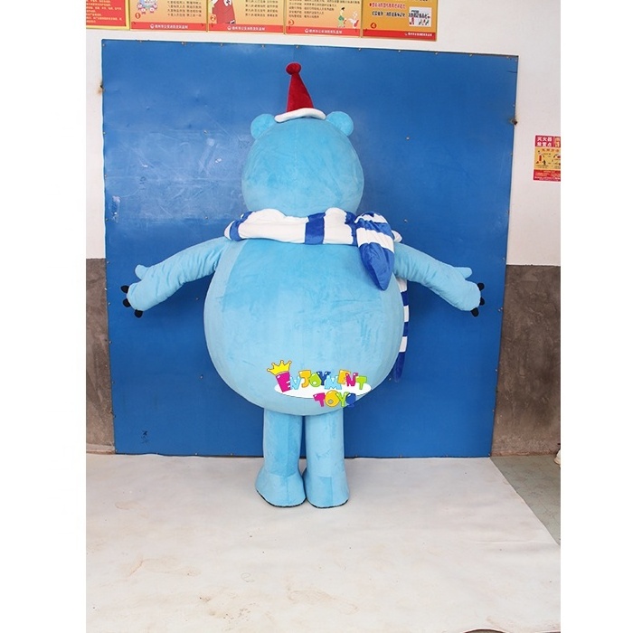 Funny customized cartoon bear mascot costume Hot selling blue cartoon bear mascot adult party costume