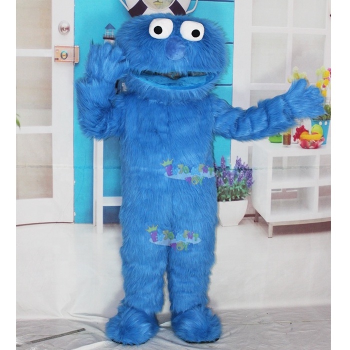 Plush Sesame Street Cookie Monster Elmo Mascot Cartoon Costume Red Blue Elmo For Adult