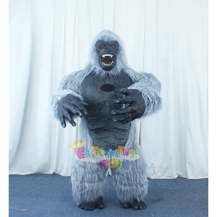 High quality CE long fur inflatable white muscle gorilla mascot costume Halloween King Kong costumes for sale