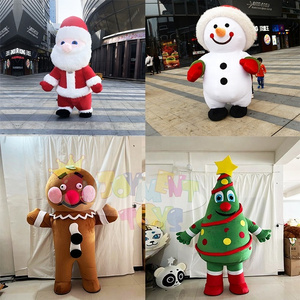 New design  plush christmas mascot OEM inflatable candy gingerbread olaf snowman reindeer santa claus tree costume for sale