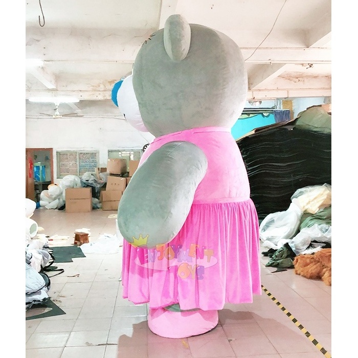 Hot sale Fat pink and blue bear mascot costume inflatable plush teddy bear costume for sale