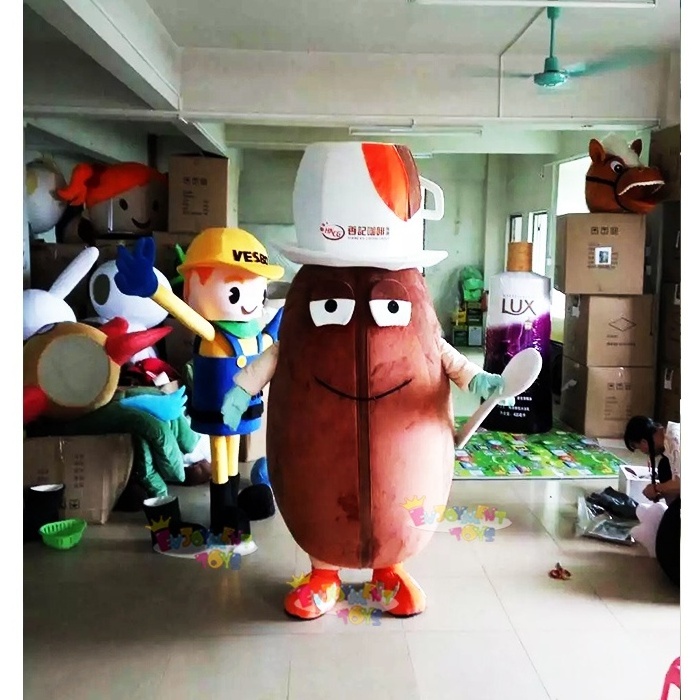 Enjoyment CE  adult cartoon coffee beans mascot costume for advertising easy wear beans walking suit mascot costume for sale