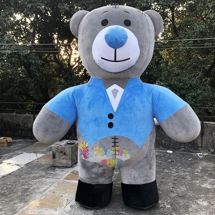 Hot sale Fat pink and blue bear mascot costume inflatable plush teddy bear costume for sale