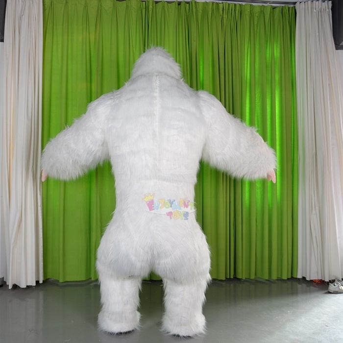 High quality CE long fur inflatable white muscle gorilla mascot costume Halloween King Kong costumes for sale