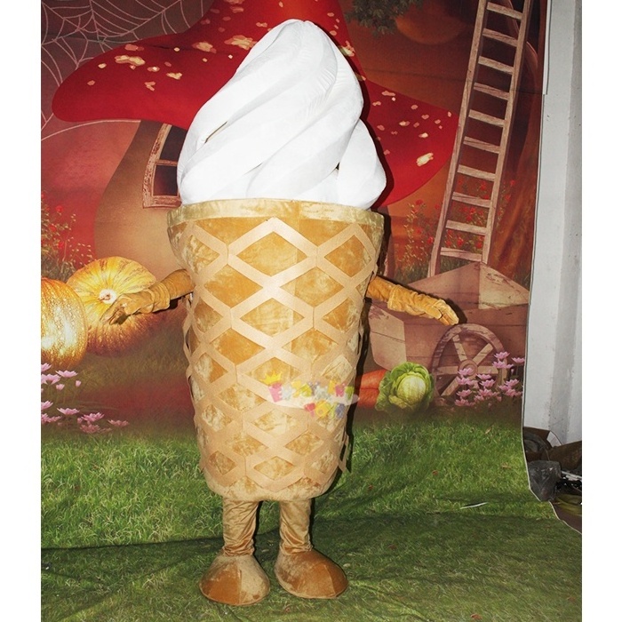 Enjoyment CE brown and white ice-cream mascot costume used mascot costumes for sale