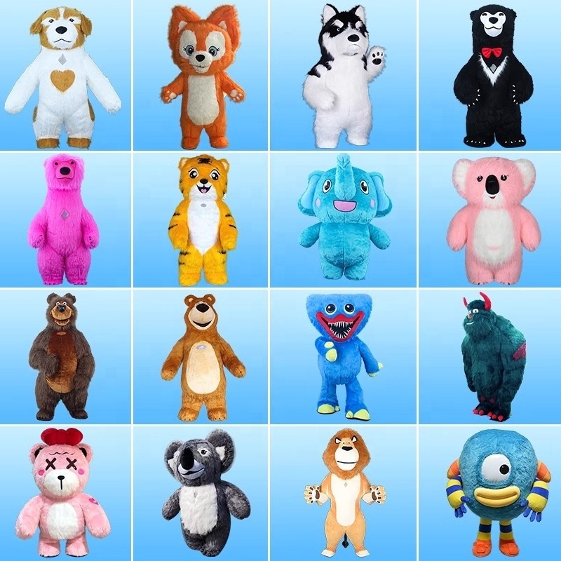 Multiple inflatable animal cartoon doll mascot costumes, rabbit bird gorilla bear polar bear panda dragon costumes for par