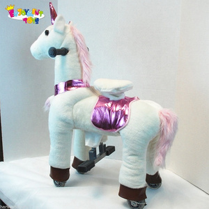 Enjoyment CE mechanical plush unicorn toys ride on pony toys for 8 years old kids