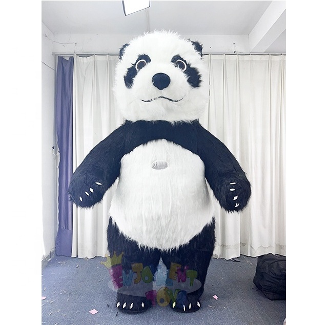 Hot sale inflatable panda mascot costume long hair beautiful 2m/2.6m/3m panda inflatable costume for party