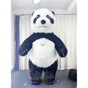 Hot sale inflatable panda mascot costume long hair beautiful 2m/2.6m/3m panda inflatable costume for party