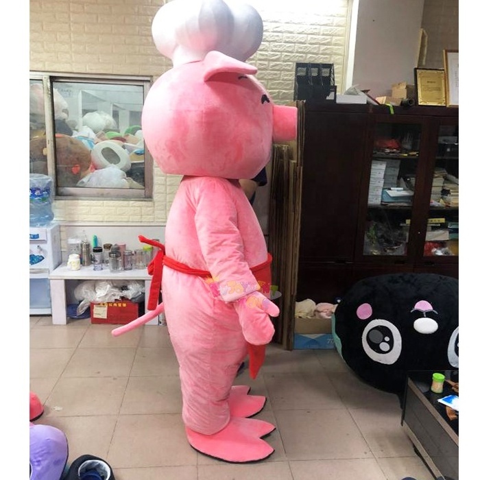 Hot sale fat pink pig mascot costume/chef mascot costume for sale