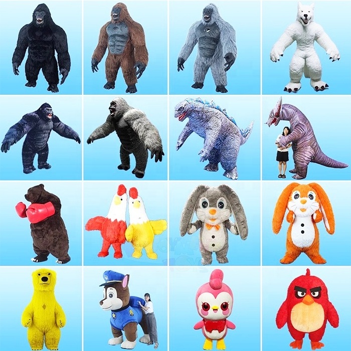 Multiple inflatable animal cartoon doll mascot costumes, rabbit bird gorilla bear polar bear panda dragon costumes for par