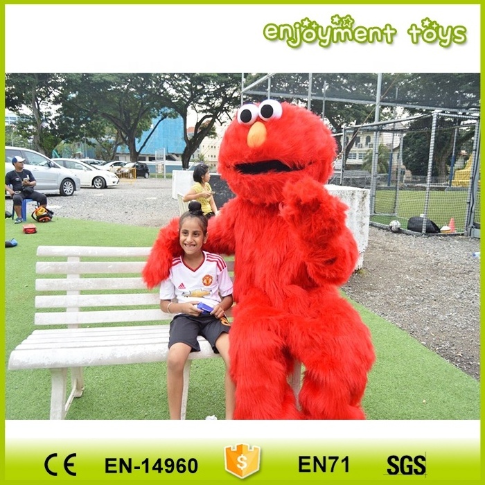 Hot sale long fur sesame street cartoon characters red elmo cookie monster mascot costume adult elmo mascot costume rental