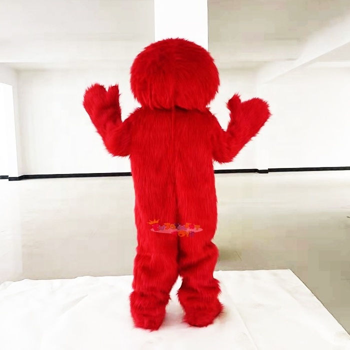 Hot sale long fur sesame street cartoon characters red elmo cookie monster mascot costume adult elmo mascot costume rental