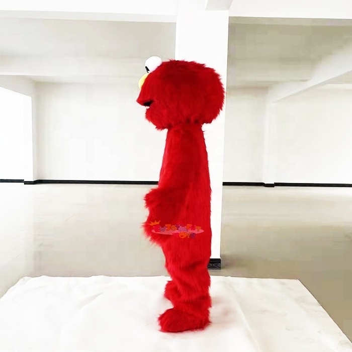 Hot sale long fur sesame street cartoon characters red elmo cookie monster mascot costume adult elmo mascot costume rental