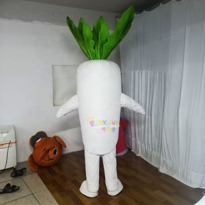 Hot!! CE custom made white vegetable radish carrot mascot costume for adults