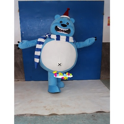 Funny customized cartoon bear mascot costume Hot selling blue cartoon bear mascot adult party costume