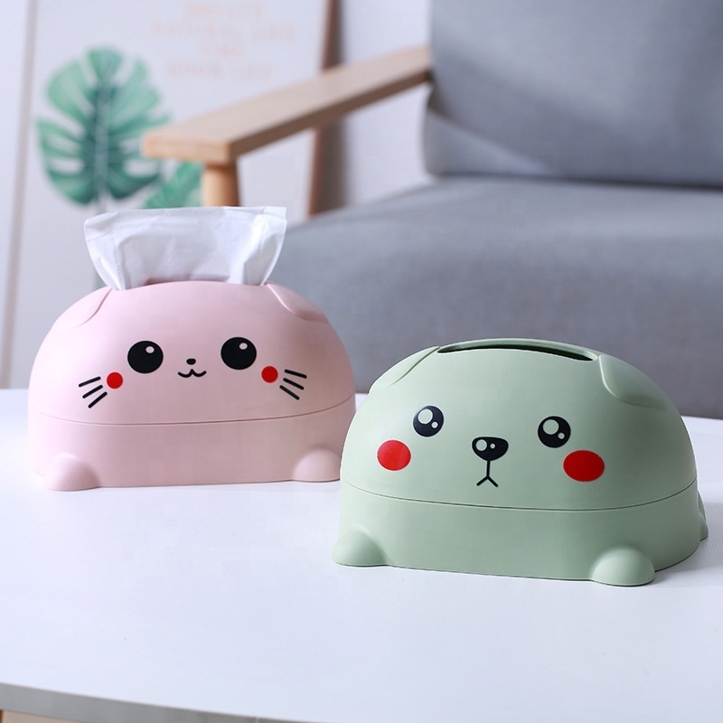 Cute Facial Acrylic Tissue Box Cover Holder Napkin Organizer Tissue Dispenser Box for Bathroom Kitchen and Office Room