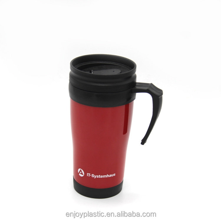 Manufacturer's direct-selling plastic travel mug with handle lid double water cup.