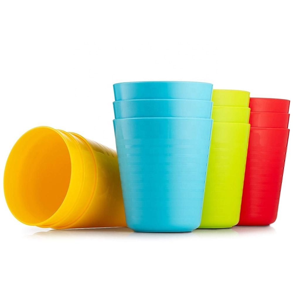 12 pack Rainbow 4 color Unbreakable BPA free thickness small Reusable Plastic juice drink cup for children toddle