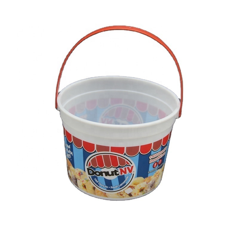 48OZ. Reusable Customized Plastic family Food bucket container French fry bucket take away mini donuts bucket