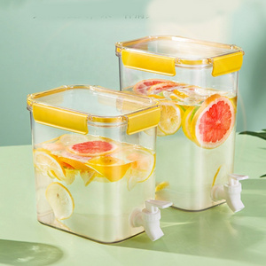 Clear Small Plastic Drink Dispenser Beverage 1 Gallon Iced Juice Lemonade Dispenser For Party Daily Use For Fridge Gallon