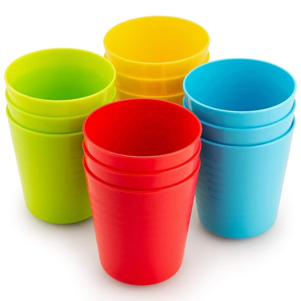 12 pack Rainbow 4 color Unbreakable BPA free thickness small Reusable Plastic juice drink cup for children toddle