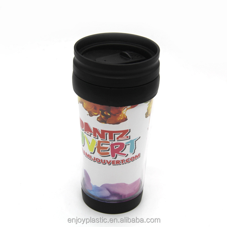 Manufacturer's direct-selling plastic travel mug with handle lid double water cup.