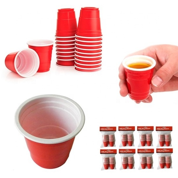 20 Count of 2oz disposable Plastic Mini Red Party Cups Beer Pong Cups Shot Glasses