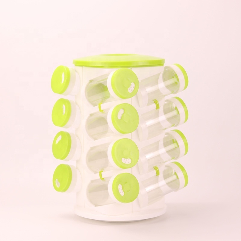 Plastic Revolving 16 Jar Countertop Rack Tower Organizer