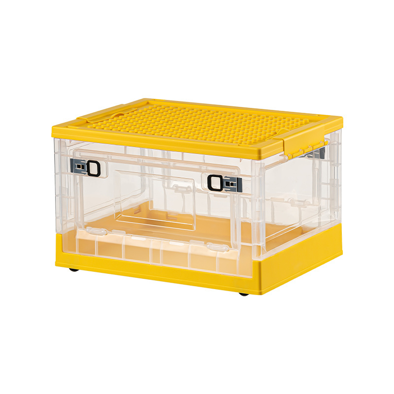 26 L  50 L 88 L Collapsible Storage Bins Clear Plastic Folding Storage Box with Double Door and nail Lid