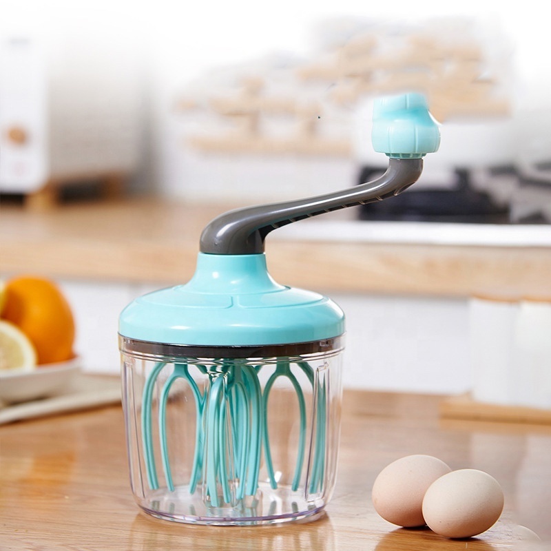 Hand Push Mixer Stirrer Hand Crank Push Whisk Blender Plastic Egg Whisk for Egg Beater Milk Frother for Blending Whisking