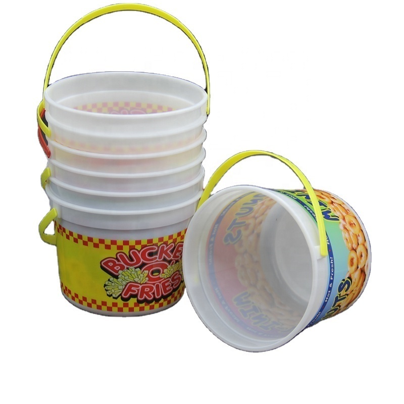 48OZ. Reusable Customized Plastic family Food bucket container French fry bucket take away mini donuts bucket