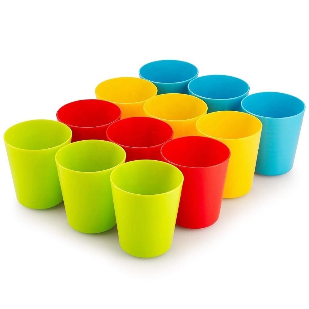 12 pack Rainbow 4 color Unbreakable BPA free thickness small Reusable Plastic juice drink cup for children toddle