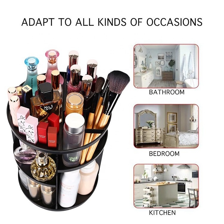 Adjustable Makeup Carousel Spinning Holder Storage Rack Makeup Caddy Shelf Cosmetics Organizer 360 Rotating Makeup Organizer