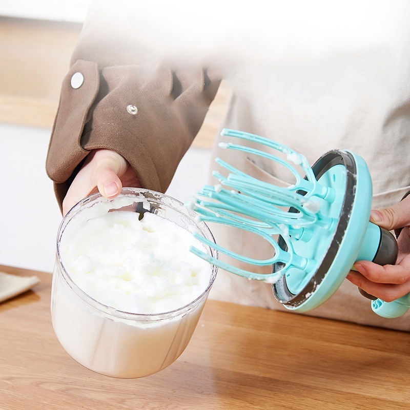 Hand Push Mixer Stirrer Hand Crank Push Whisk Blender Plastic Egg Whisk for Egg Beater Milk Frother for Blending Whisking