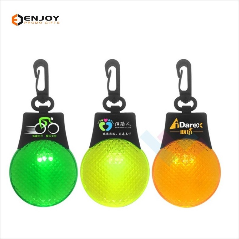 Customized Printed Hiking Running Sports Backpack Reflective Led Flash Warning Light Led Reflective Keychain