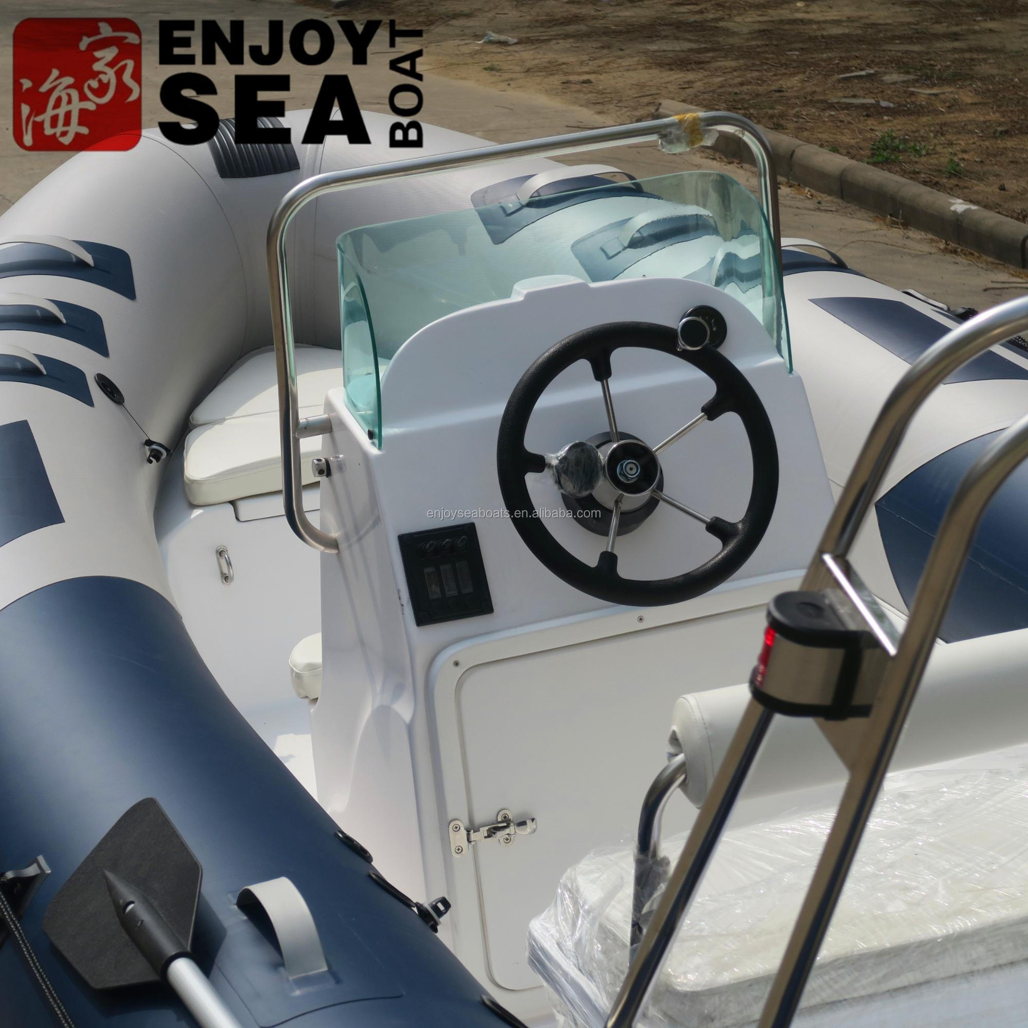 (CE)2023 TAIWAN HYPALON HIGH QUALITY 13FEET RIB FIBERGLASS DINGHY FISHING PONTOON BOAT WITH CONSOLE AND STEERING FOR HOT SALE