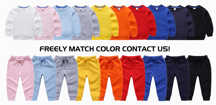 Wholesale Kids Jogging Suits kids custom clothing Tracksuits Sweatsuit Sets Plain Cotton kids blank sweatshirt