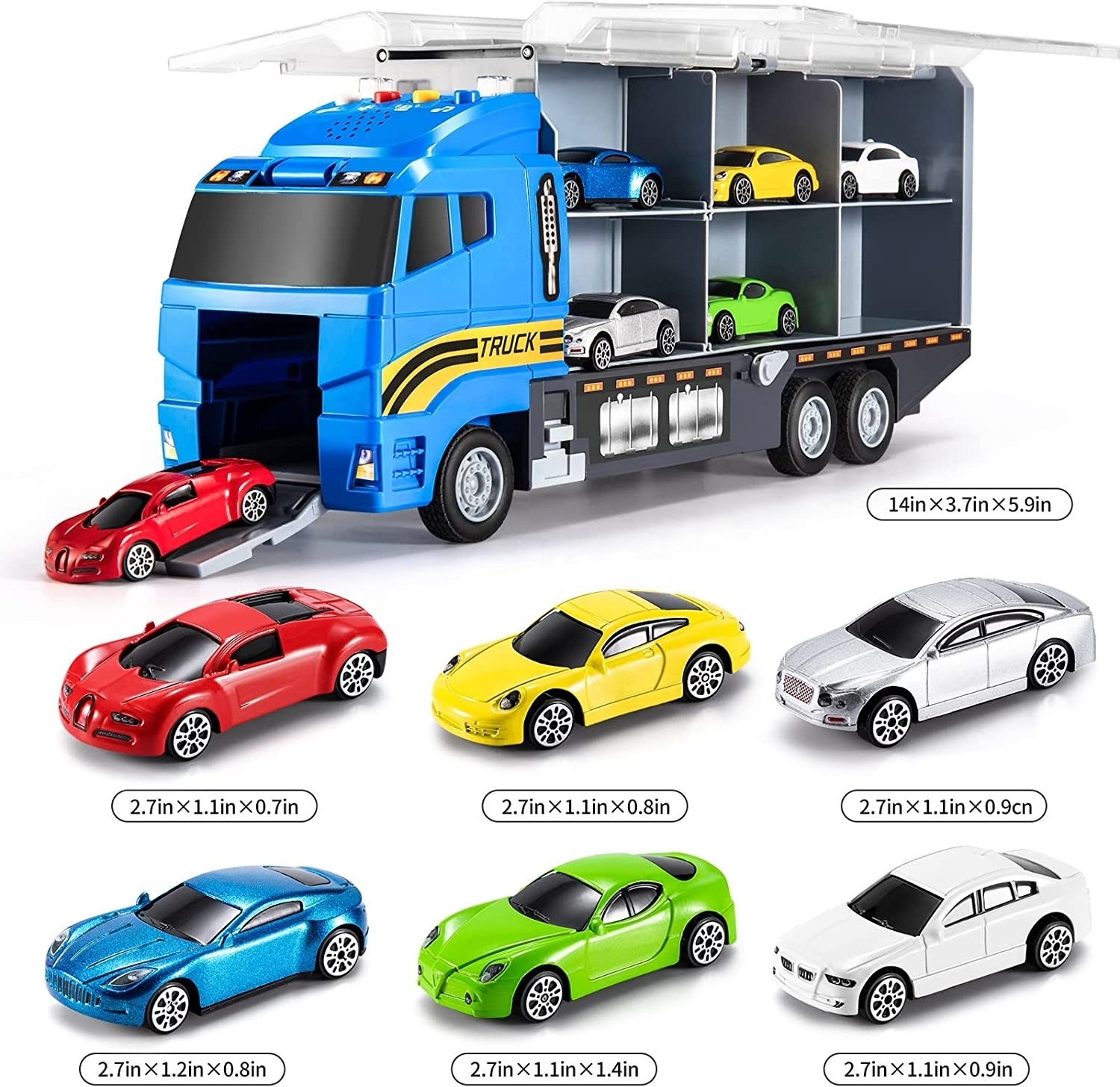 Storage Truck Toddler Toys for 3-9 Years Old Boys Die-cast Emergency Fire Rescue Vehicle Double Side Transport Car Toy