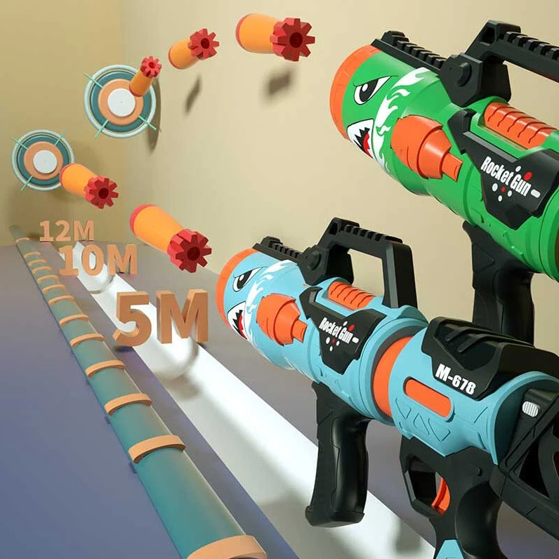 Hot Selling Barrel Launcher Fires Foam Rockets Includes 6 Rockets Compatible with RL Blaster Shark Rocket Launch Toys