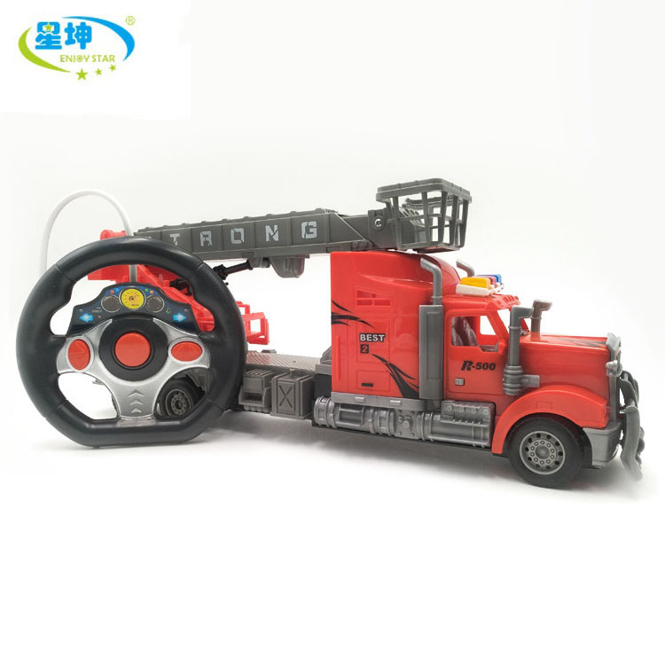 On-line hot selling Fire truck with 360 degre telescopic and rotatable ladder kid container truck toy engine toy fire truck