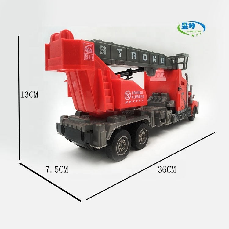 On-line hot selling Fire truck with 360 degre telescopic and rotatable ladder kid container truck toy engine toy fire truck