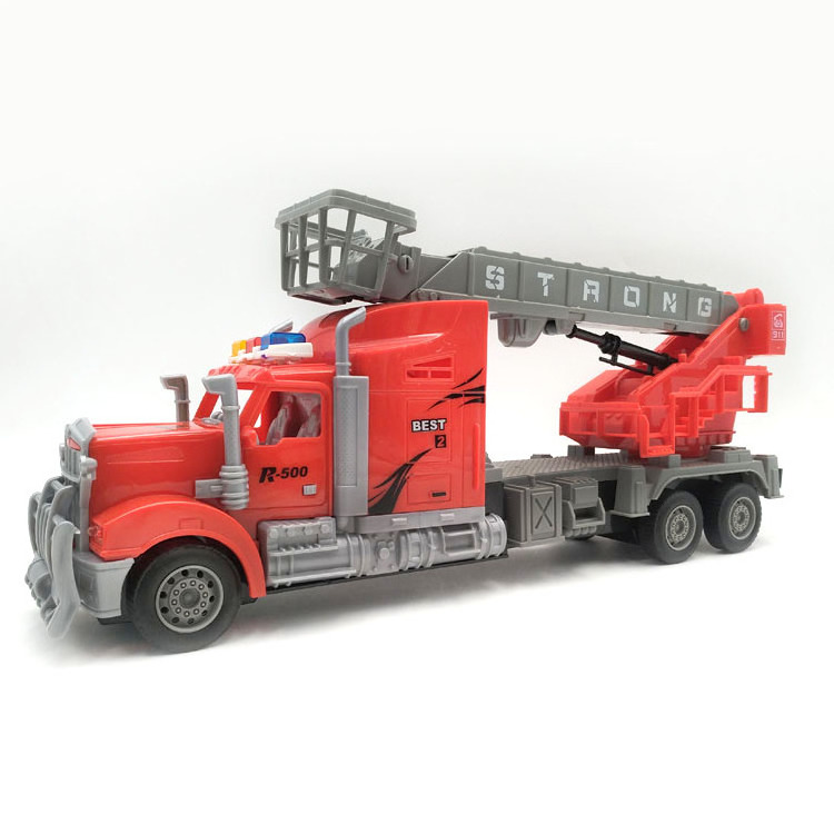 On-line hot selling Fire truck with 360 degre telescopic and rotatable ladder kid container truck toy engine toy fire truck